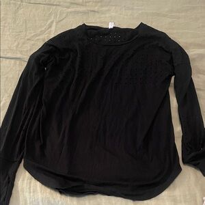 JoyLab Black Perforated Long Sleeve Top